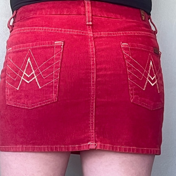 7 For All Mankind corduroy red mini skirt - Picture 8 of 9